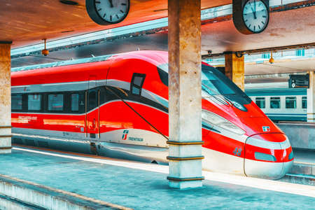 FLORENCE, ITALY - MAY 15, 2017 : Modern high-speed passenger train stand on the Florence  railways...
