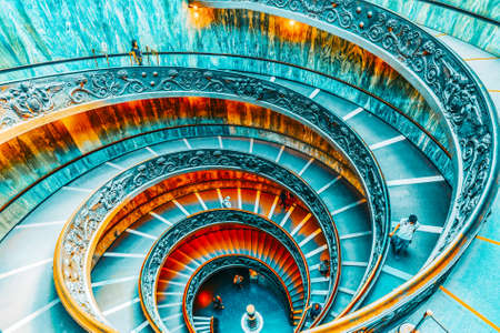 VATICAN-CITY, VATICAN- MAY 09, 2017: Inside the Vatican Museum .Bramante Staircase. Name given to two staircases in the Vatican Museums in the Vatican City State; the original stair, built in 1505.のeditorial素材