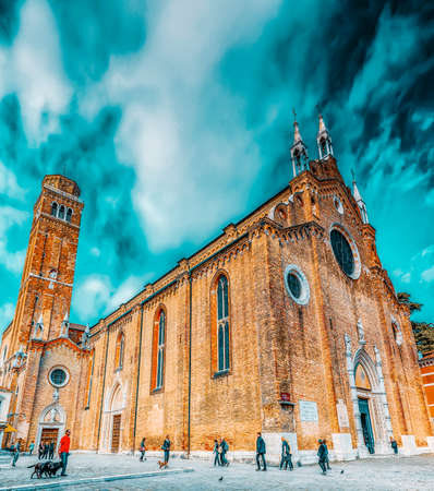 VENICE, ITALY - MAY 12, 2017: Cathedral of Santa Maria Gloriosa dei Frari (Basilica dei Frari) in Venice. Italy.のeditorial素材