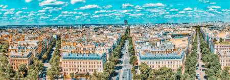 Beautiful panoramic view of Paris from the roof of the Triumphal Arch. Champs Elysees.の写真素材