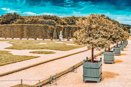 Beautiful Garden in a Famous Palace of Versailles (Chateau de Versailles), France.