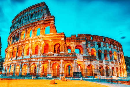 Beautiful landscape of the Colosseum in Rome- one of wonders of the world in the evening time. Italy.のeditorial素材