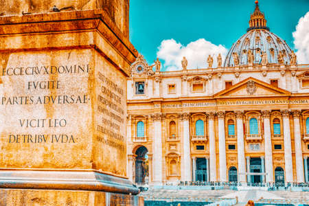 VATICAN-CITY, VATICAN-MAY 09, 2017: St. Peter's Square and St. Peter's Basilica, Vatican City in the day time, tourist around. Italy.のeditorial素材