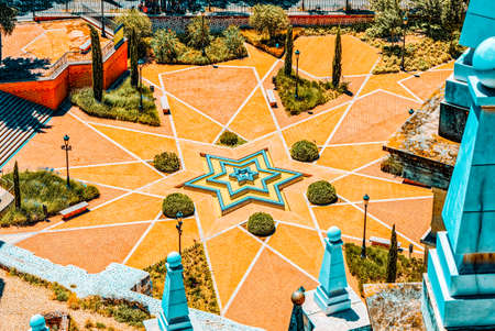 Madrid, Spain - June 05, 2017 : Emir Moamed Park (Parque Emir Mohamed) in Madrid, view from above. Spain.のeditorial素材