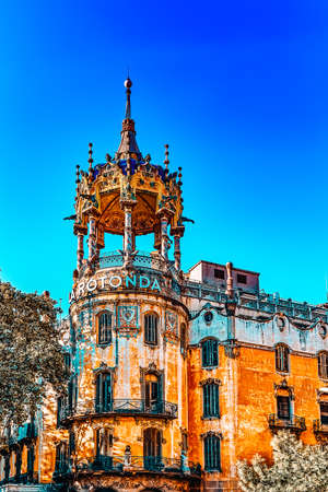 BARCELONA, SPAIN - AUGUST  28, 2008: Beautiful historical landscape of the  Barcelona, Catalonia.The most popular city in the Mediterranean resort in Spain. August 28, 2008 in Barcelona, Spain.のeditorial素材