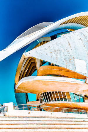 VALENCIA, SPAIN - SEPT 10: Palace of Arts (El Palau de les Arts Reina Sofia) - City of Arts and Sciences. September 10, 2014 in Valencia, Spain. Every year, Valencia welcomes more than 4 million visitors.のeditorial素材