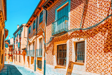 Narrow medieval streets of the city of Segovia, near Madrid. In 1985 the old city of Segovia and its Aqueduct were declared World Heritage Sites by UNESCO.のeditorial素材