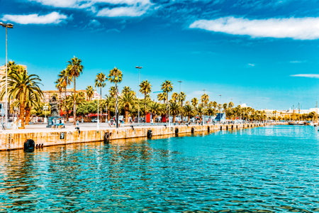Panorama on Barcelona Seaport .Barcelona. Spainのeditorial素材