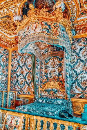 FONTAINEBLEAU, FRANCE - JULY 09, 2016 : Fontainebleau Palace interiors. The Empress Chamber. Chateau...