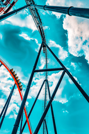 Roller Coaster in funny amusement  park.の写真素材