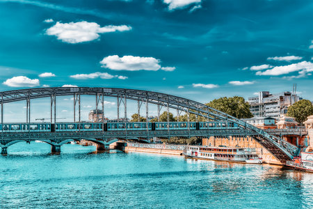 PARIS, FRANCE - JULY 09, 2016 : City views of one of the most beautiful cities in the world - Paris. Austerlitz Bridge.のeditorial素材