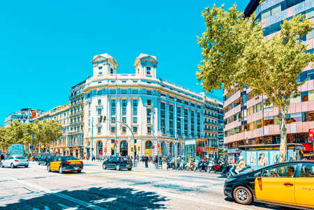 Barcelona, Spain - June 12, 2017 : Urban views - streets, people, tourists of the most beautiful...