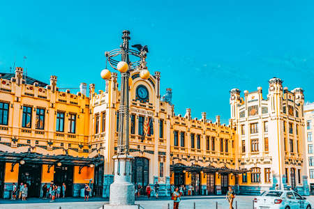 VALENCIA, SPAIN - SEPT 10: North Railways Station( EstaciÃ³ del nord) . September 10, 2014 in Valencia, Spain. Every year,Valencia(third size population  city in Spain)welcomes more than 4 million visitors.のeditorial素材