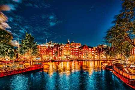 Beautiful Amsterdam city at the evening time. Netherlandsの写真素材