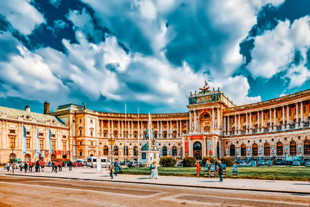 VIENNA, AUSTRIA- SEPTEMBER 10, 2015: Hofburg Palace .Austrian National Library is the largest library in Austria, with 7.4 million items in its various collections.Austriaのeditorial素材