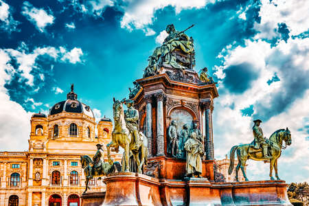 Maria Theresa Square.Monuments of the great Empress of Austria-Maria Theresa. Vienna, Austria.のeditorial素材