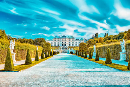 VIENNA,AUSTRIA-SEPTEMBER 10, 2015:Upper Belvedere. Main palace complex Belvedere.Vienna. Austria.のeditorial素材