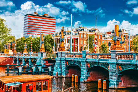 Amsterdam with canal in the downtown, Holland.のeditorial素材