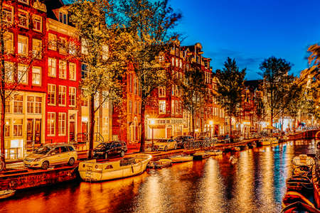 Beautiful Amsterdam city at the evening time. Netherlandsのeditorial素材