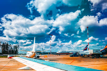 Moscow, Vnukovo, June 09, 2012 : Landscape of airfield  in Airport Vnukovo. Landscape of airfield  in Airport.Moscowのeditorial素材