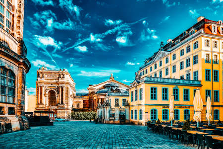 DRESDEN, GERMANY-SEPTEMBER 08, 2015 :Art Academy. Center of the Dresden Old Town. Dresden has a long history as the capital and royal residence for the Electors and Kings of Saxony. Saxony, Germany.のeditorial素材
