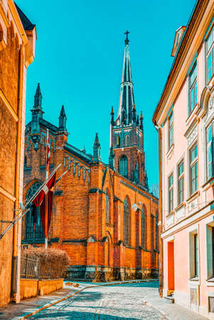 Riga, Latvia - April 12, 2018: Landscapes of the Old City of Riga, is central and historical part of Riga.の写真素材