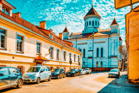 Vilnius; Lithuania - April 12, 2018: Landscapes of the Old City of Vilnius- is central and historical part of Vilnius.のeditorial素材
