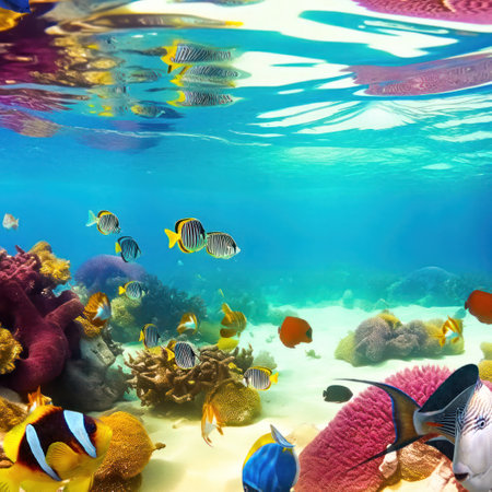 Magnificent underwater world in tropical ocean.の写真素材