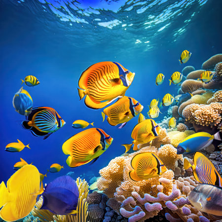 Magnificent underwater world in tropical ocean.の写真素材