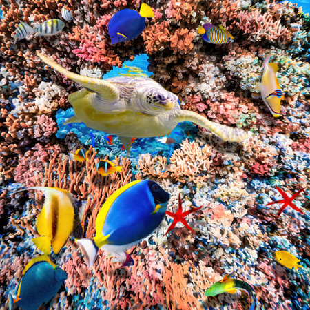 Magnificent underwater world in tropical ocean.の写真素材