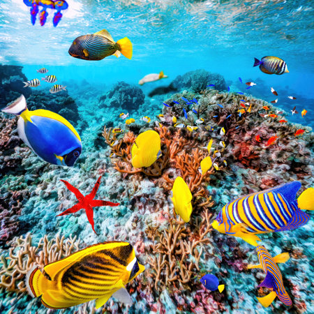 Magnificent and amazing underwater world of the tropical ocean.の写真素材