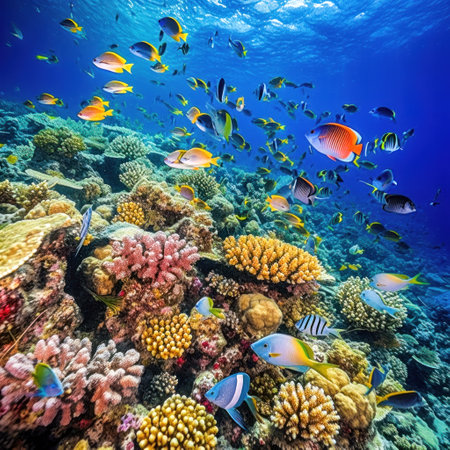 Magnificent and amazing underwater world of the tropical ocean.の写真素材