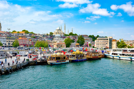 Istanbul, Turkiye - July 03, 2023 : Beautiful and magnificent views of Istanbul in from the Bosphorus.のeditorial素材