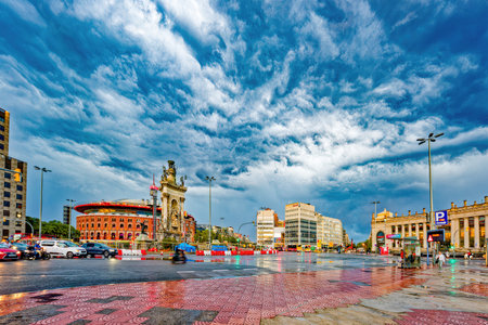 Barcelona. Placa De Espanya (Square of Spain) in city center. Spain.の写真素材