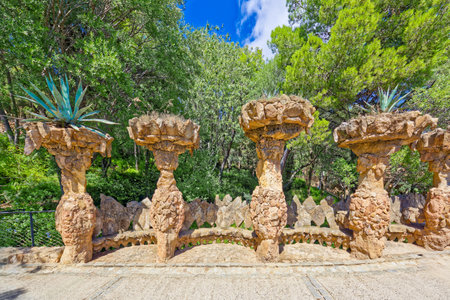 Barcelona. Gorgeous and amazing Park Guel. Spain.の写真素材