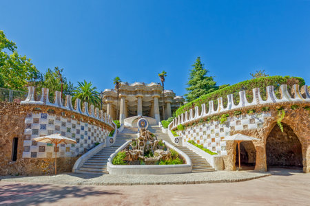 Barcelona. Gorgeous and amazing Park Guel. Spain.の写真素材