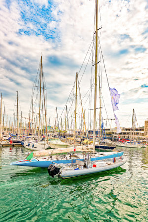 Barcelona. Seaport and  Yacht parking at the pier. Spain.