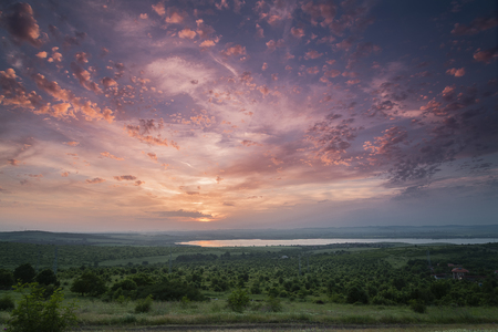 Beautiful cloudy sunset, near Burgas Bulgariaの写真素材