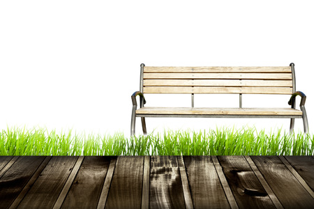 bench isolated over white backgroundの写真素材