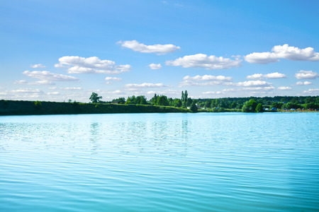 Picturesque forest and the riverの写真素材