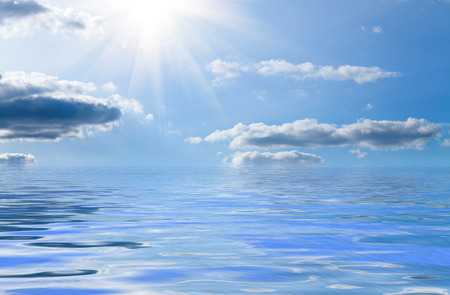 Blue sky,sun and seaの写真素材