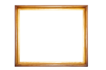 One wooden frame isolated on white backgroundの写真素材