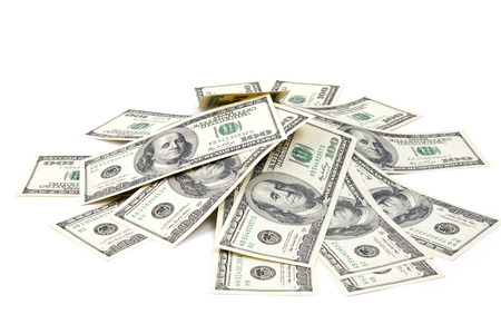 dollars on white backgroundの写真素材
