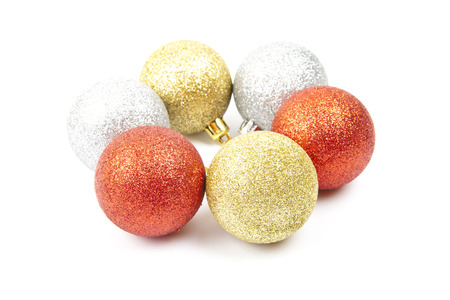 christmas balls isolated on a whiteの写真素材