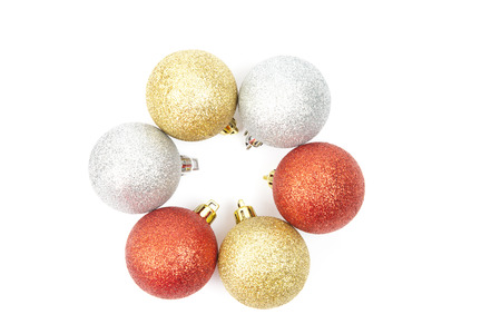 christmas balls isolated on a white backgroundの写真素材