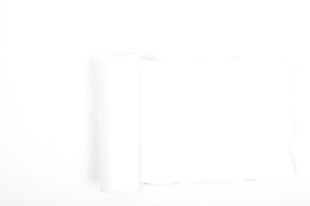 Ripped Recycle Paper with space on whiteの写真素材