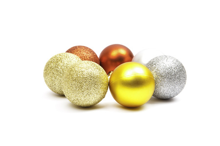christmas balls isolated on a white backgroundの写真素材
