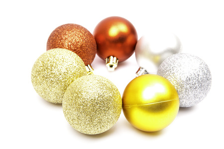 christmas balls isolated on a white backgroundの写真素材