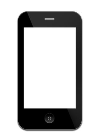 Mobile phone with blank screen like iphon isolated on white backgroundの写真素材