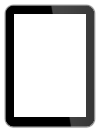 Black tablet pc on white background,の写真素材